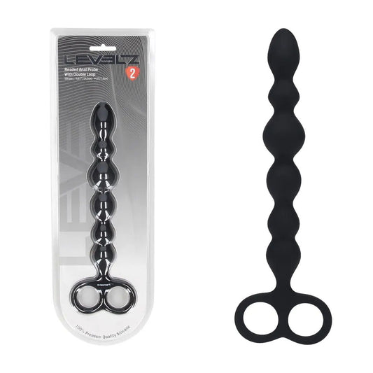 LEVELZ Beaded Silicone Anal Probe with Double Loop -  24.5 cm Anal Beads
