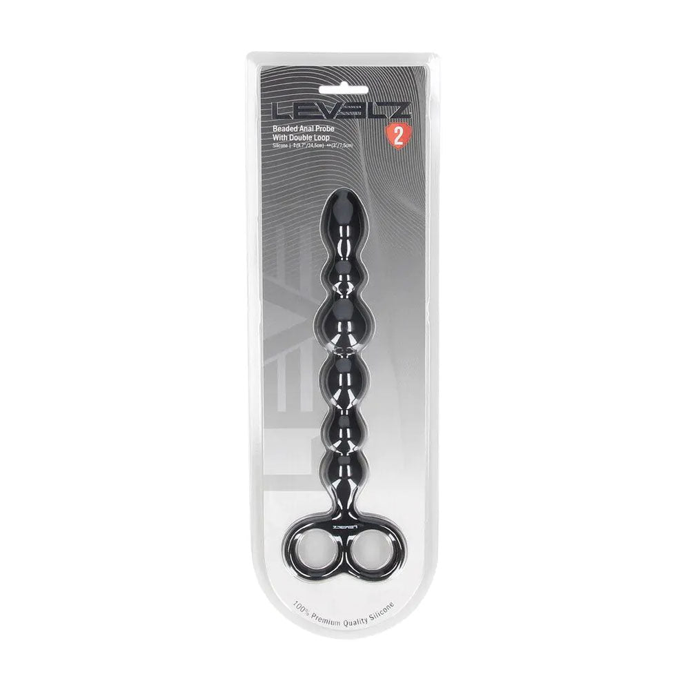 LEVELZ Beaded Silicone Anal Probe with Double Loop -  24.5 cm Anal Beads