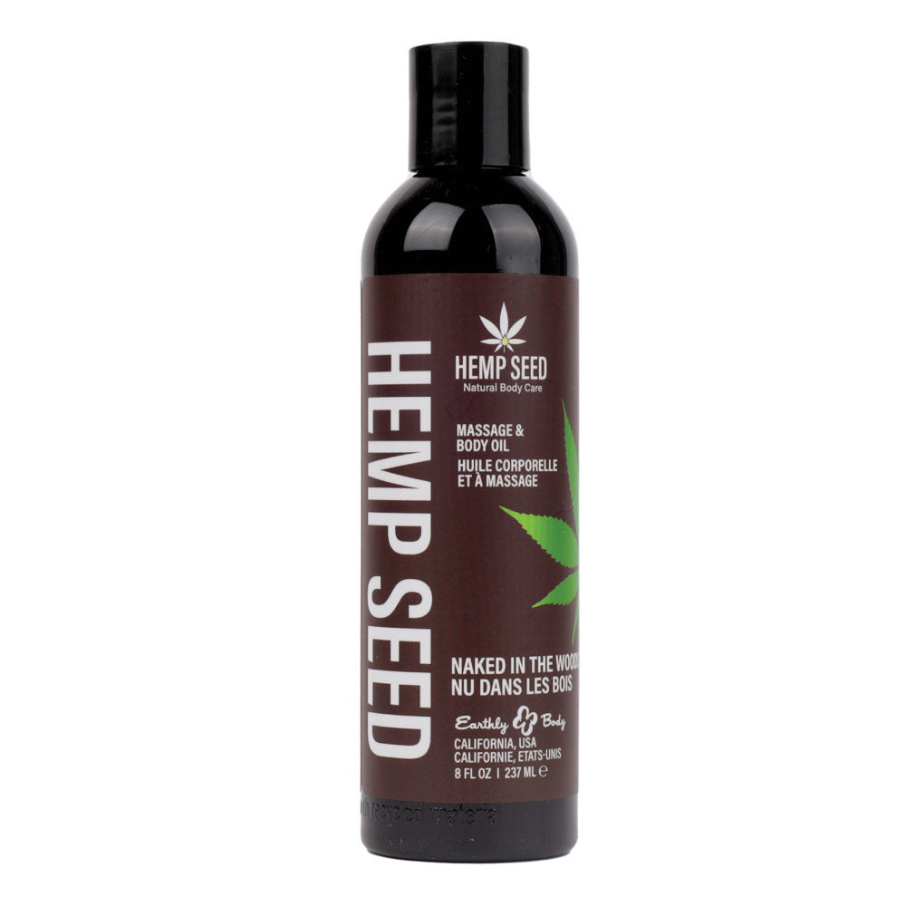 Hemp Seed Massage & Body Oil - Naked In The Woods ( Tea & Ginger) Scented - 237 ml Bottle