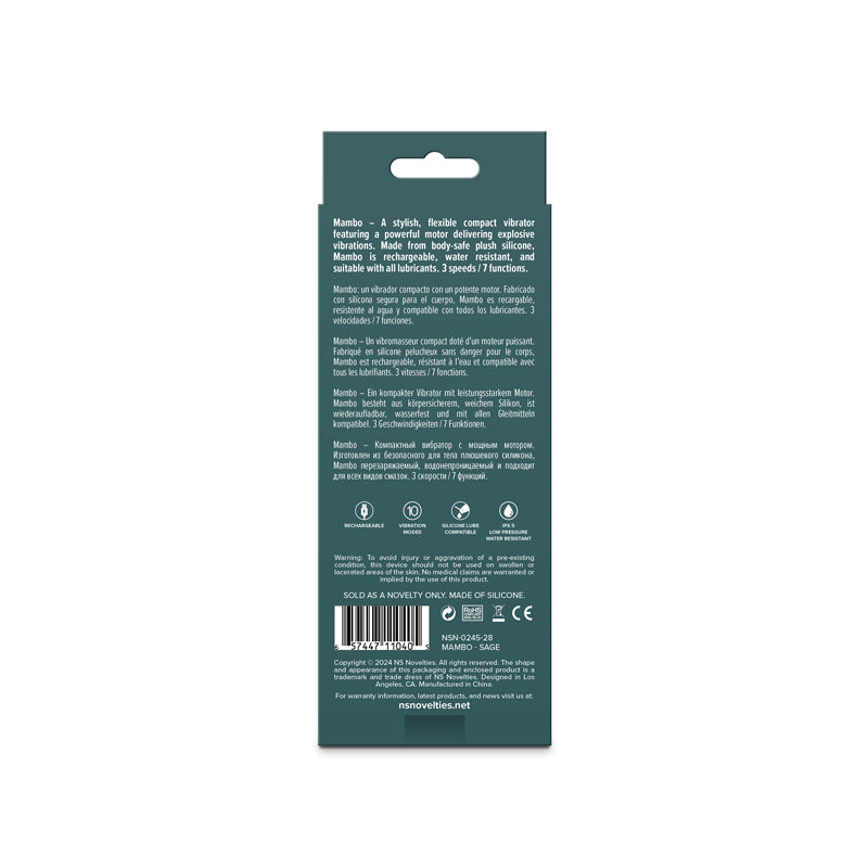 Lust-n-Dreams - Mambo - Sage -  12.2 cm USB Rechargeable Bullet