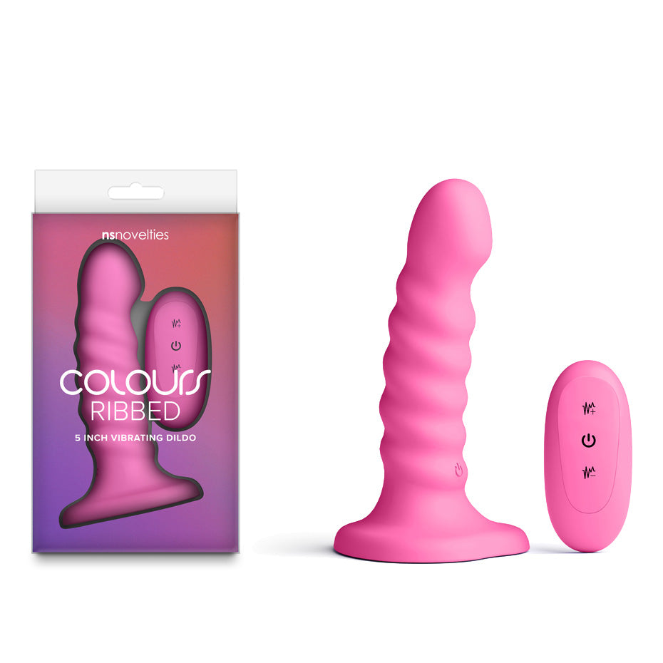 Colours Ribbed - 5'' Vibrating Dildo -  -  14.5 cm USB Rechargeable Vibrating Dildo with Wireless Remote