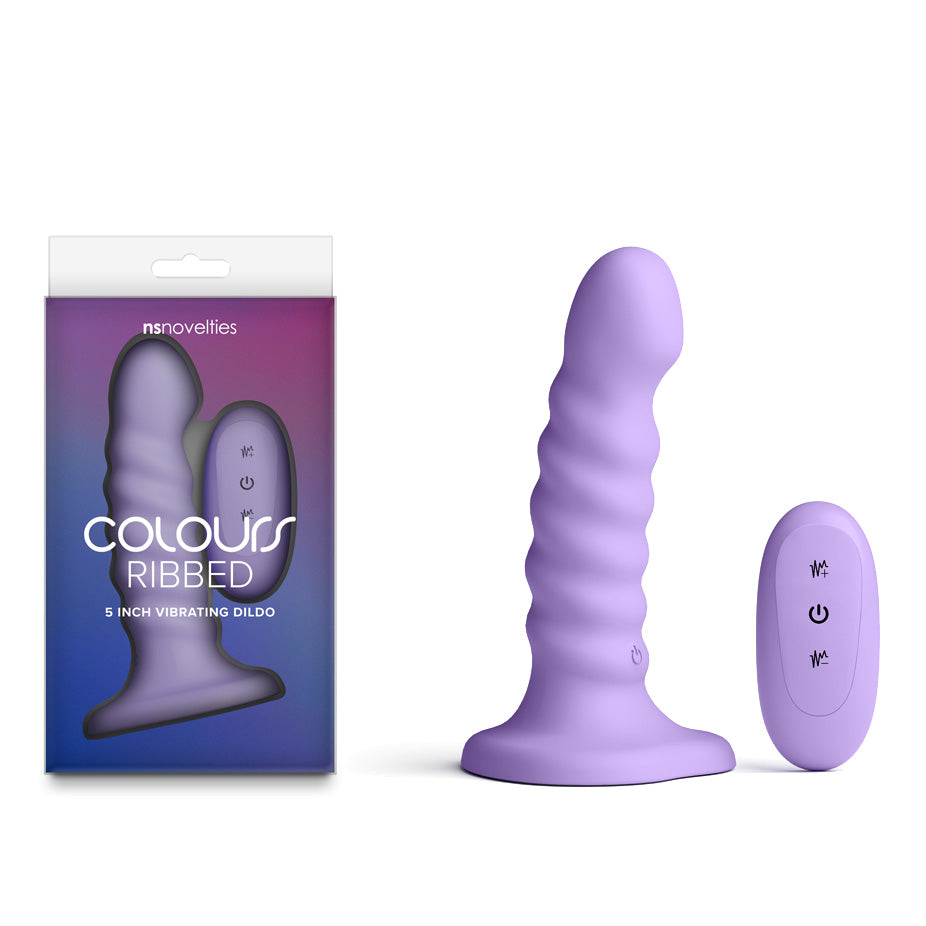 Colours Ribbed - 5'' Vibrating Dildo -  -  14.5 cm USB Rechargeable Vibrating Dildo with Wireless Remote