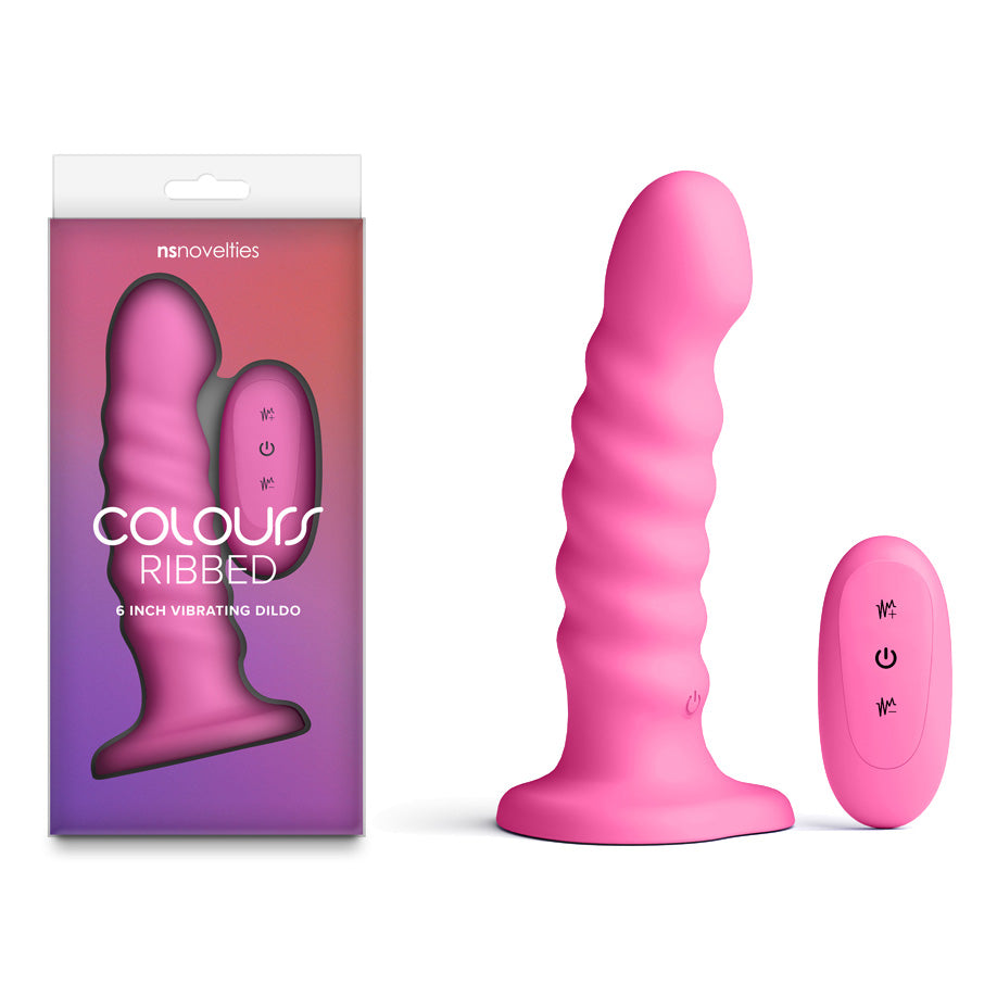 Colours Ribbed - 6'' Vibrating Dildo -  -  16.5 cm USB Rechargeable Vibrating Dildo with Wireless Remote