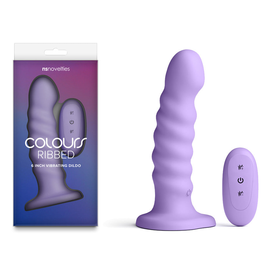 Colours Ribbed - 6'' Vibrating Dildo -  -  16.5 cm USB Rechargeable Vibrating Dildo with Wireless Remote