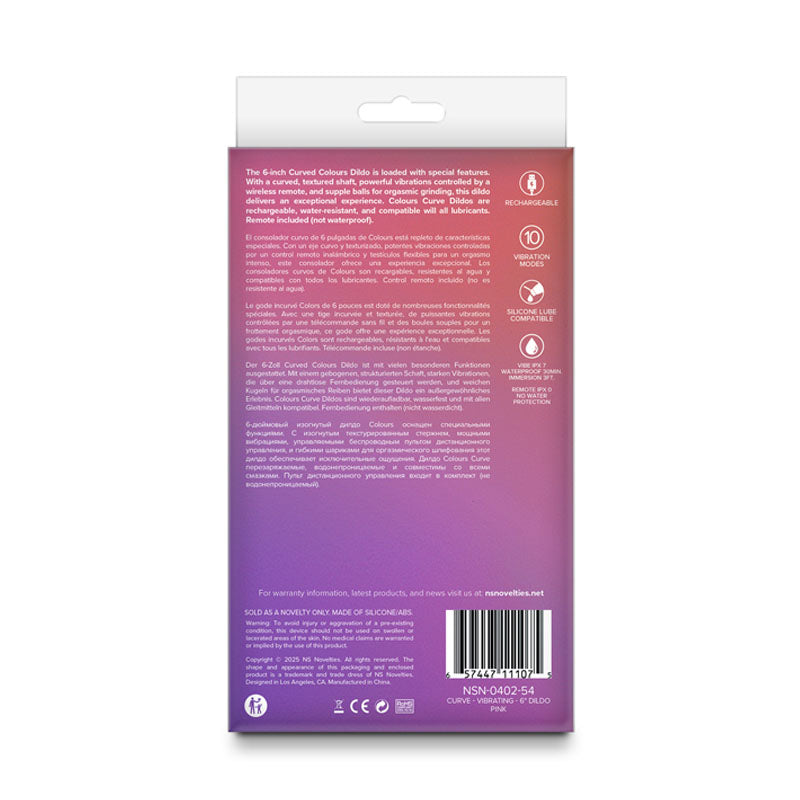 Colours Curve - Vibrating 6'' Dildo -  -  16.4 cm USB Rechargeable Vibrating Dildo with Wireless Remote