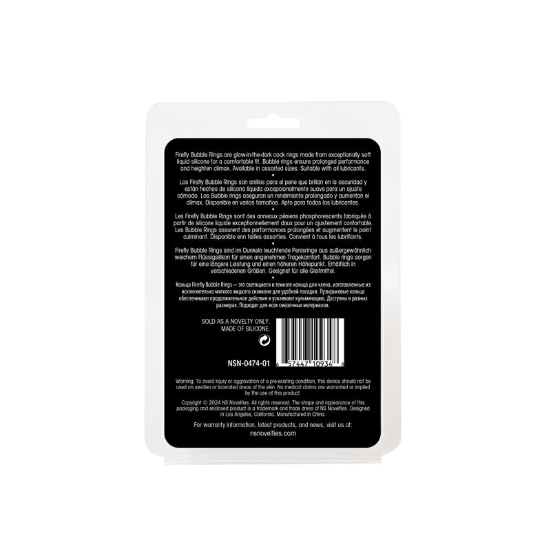 Firefly - 3pc Bubble Rings -  - Glow in Dark Cock Rings - Set of 3 Sizes