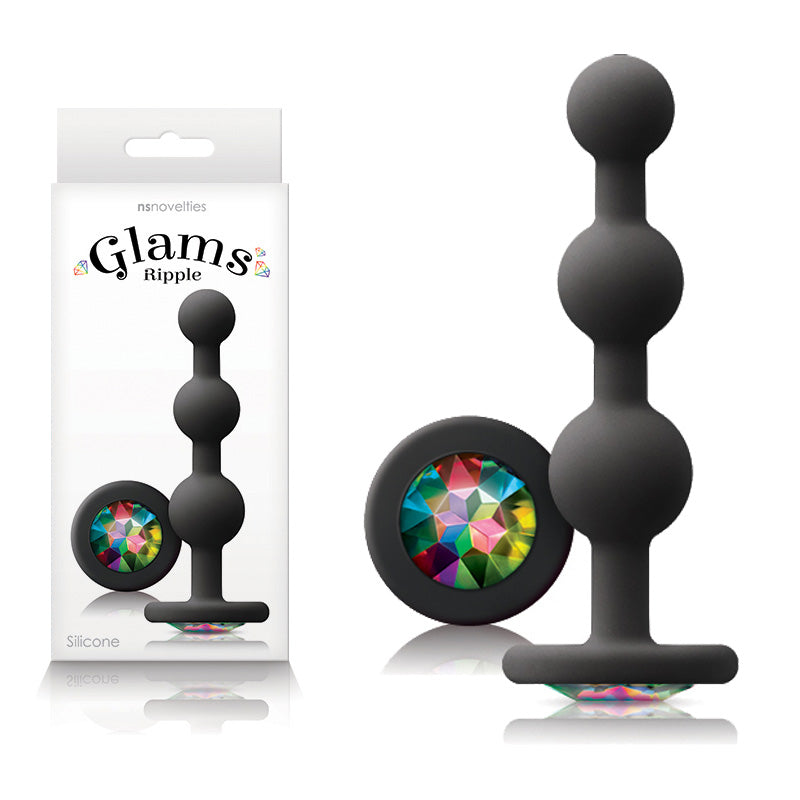 Glams Ripple - Rainbow Gem -  -  11.4 cm Butt Plug with Rainbow Gem Base