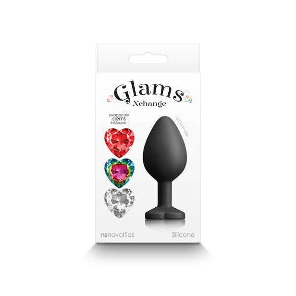 Glams Xchange Heart - Medium -  Medium Butt Plug with Interchangeable Heart Gems