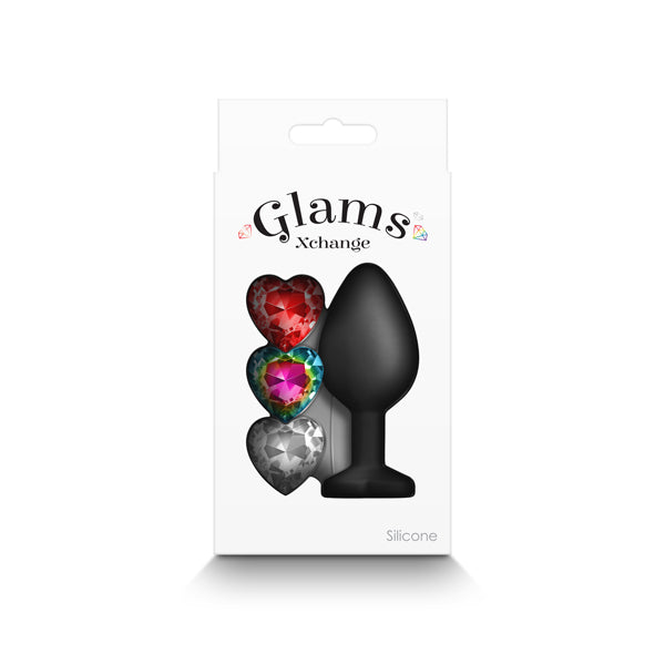 Glams Xchange Heart - Medium -  Medium Butt Plug with Interchangeable Heart Gems