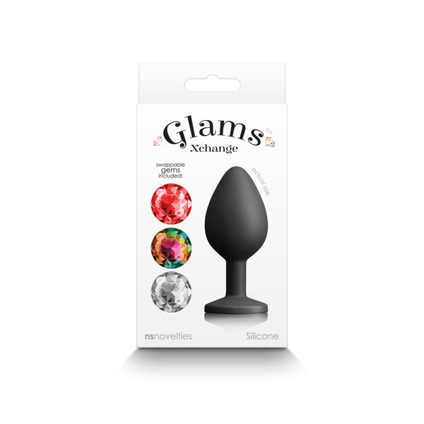 Glams Xchange Round - Medium -  Medium Butt Plug with Interchangeable Round Gems