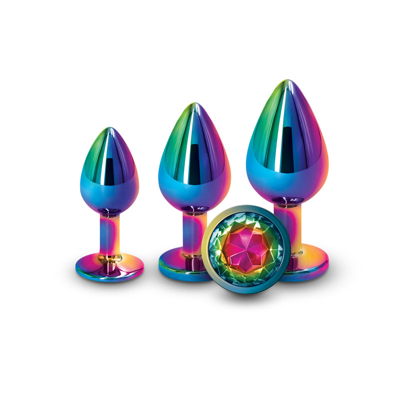 Rear Assets Trainer Kit - Multicolour - Rainbow - Multi  Metallic Butt Plugs with Rainbow Gems - Set of 3 Sizes