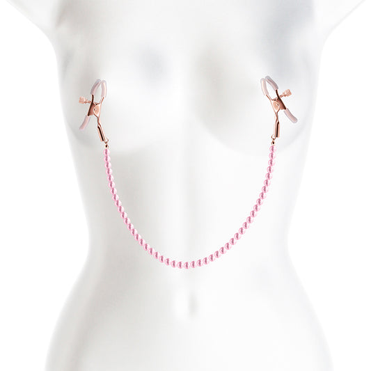 Bound Nipple Clamps - DC1 -  - Gold Nipple Clamps with  Pearl Chain