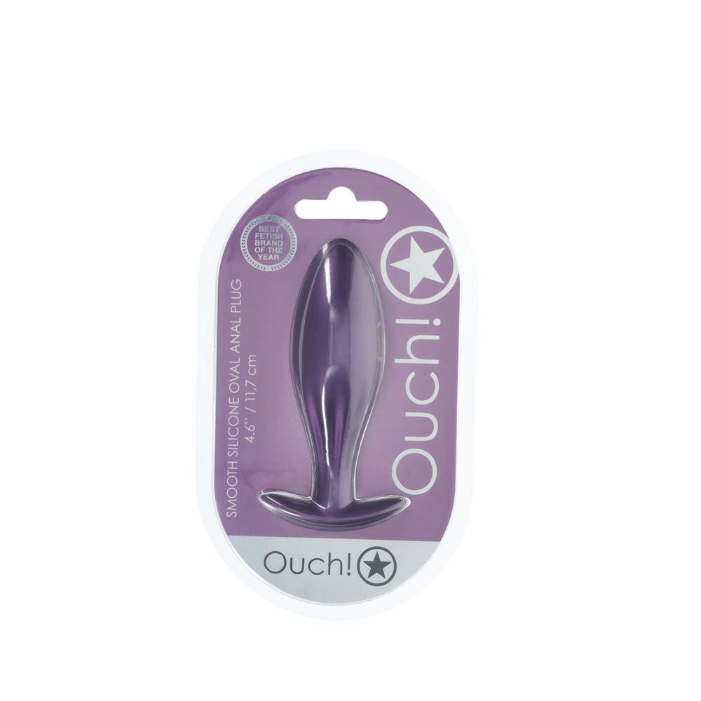 OUCH! Oval Anal Plug - Metallic  - Metallic  11.7 cm Butt Plug