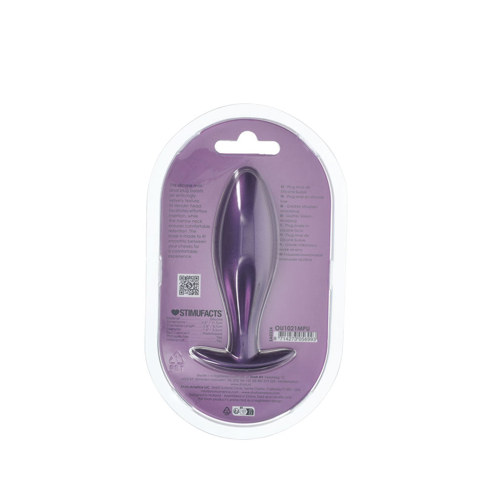 OUCH! Oval Anal Plug - Metallic  - Metallic  11.7 cm Butt Plug