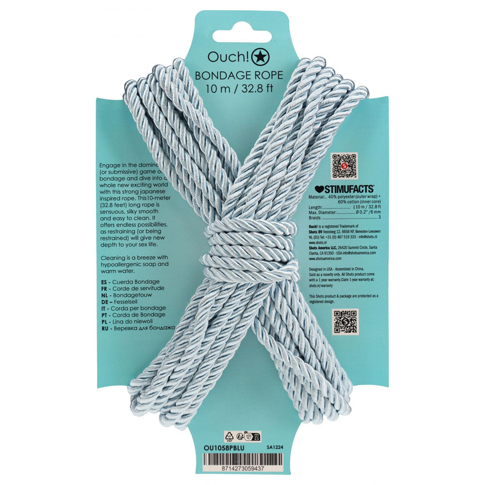 OUCH! Bondage Rope - 10 M - Powder  - Powder  Nylon Bondage Rope - 10 metre Length