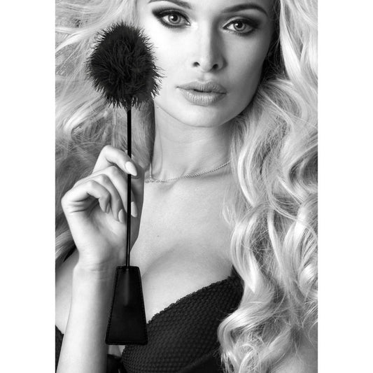 OUCH!  & White Crop with Feather Tickler -  44 cm Feather Crop