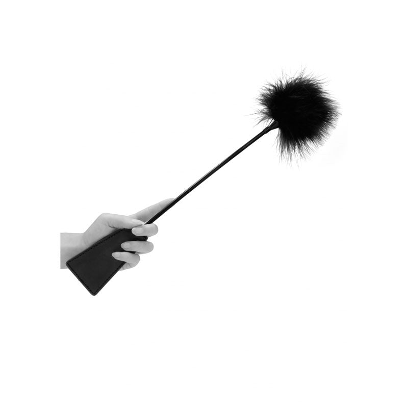 OUCH!  & White Crop with Feather Tickler -  44 cm Feather Crop
