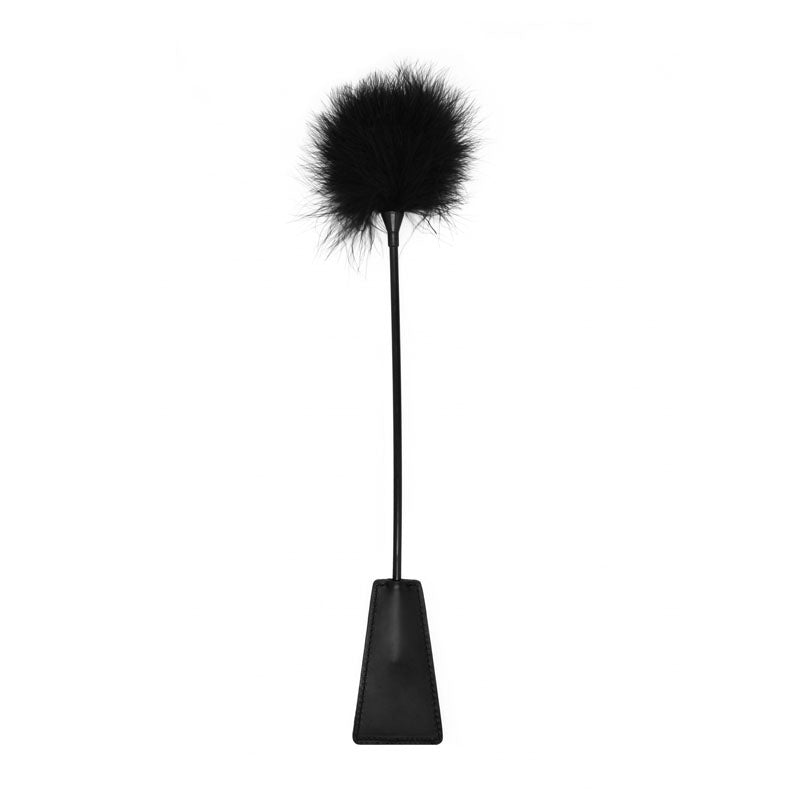 OUCH!  & White Crop with Feather Tickler -  44 cm Feather Crop