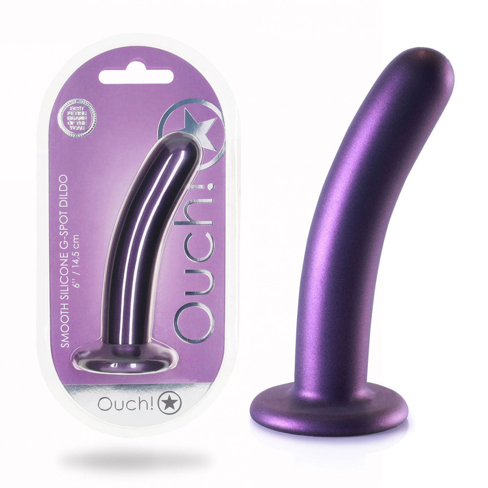 OUCH! Smooth Silicone G-Spot Dildo - 6'' / 14.5 cm - Metallic  14.5 cm Dildo