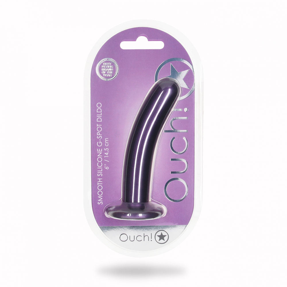 OUCH! Smooth Silicone G-Spot Dildo - 6'' / 14.5 cm - Metallic  14.5 cm Dildo