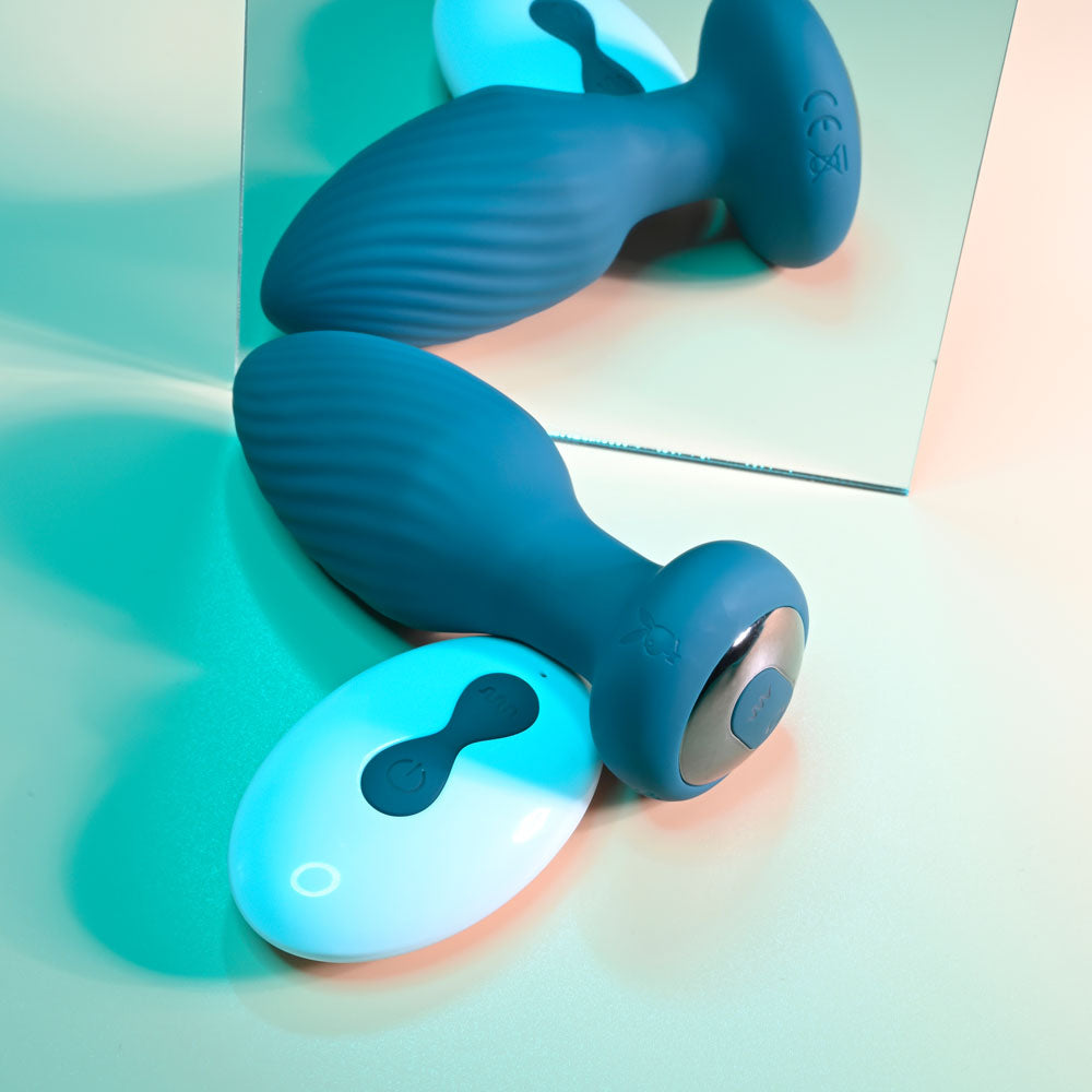 Playboy Pleasure SPINNING TAIL TEASER -  9.7 cm USB Rechargeable Vibrating & Rotating Butt Plug with Wireless Remote