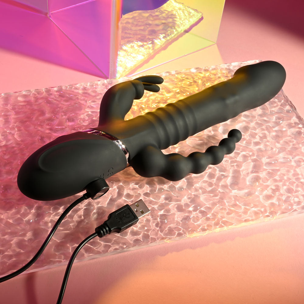 Playboy Pleasure BIG BUNNY ENERGY -  26.2 cm USB Rechargeable Rabbit Vibrator with Anal Beads