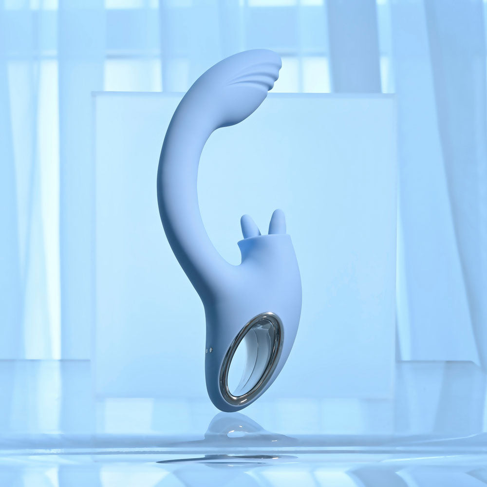 Playboy Pleasure SAPPHIRE SKY -  21.6 cm USB Rechargeable Vibrator with Double Tongue Stimulator