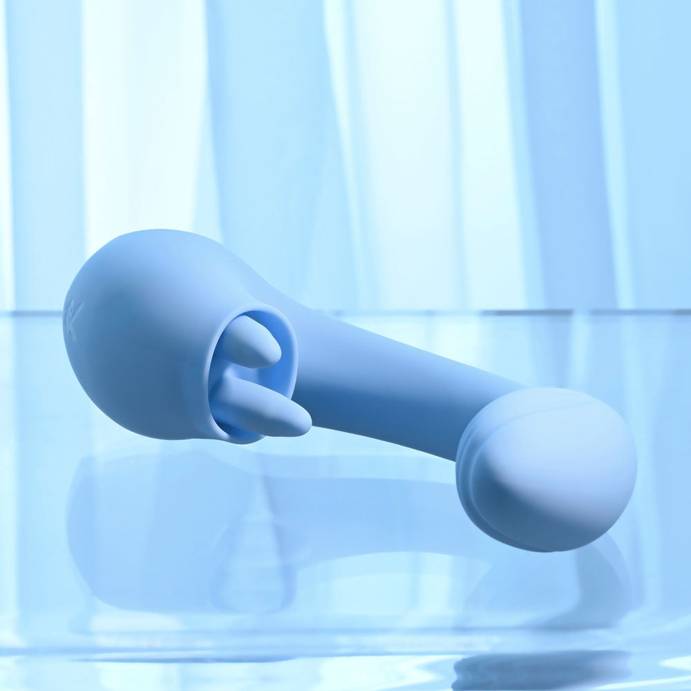 Playboy Pleasure SAPPHIRE SKY -  21.6 cm USB Rechargeable Vibrator with Double Tongue Stimulator