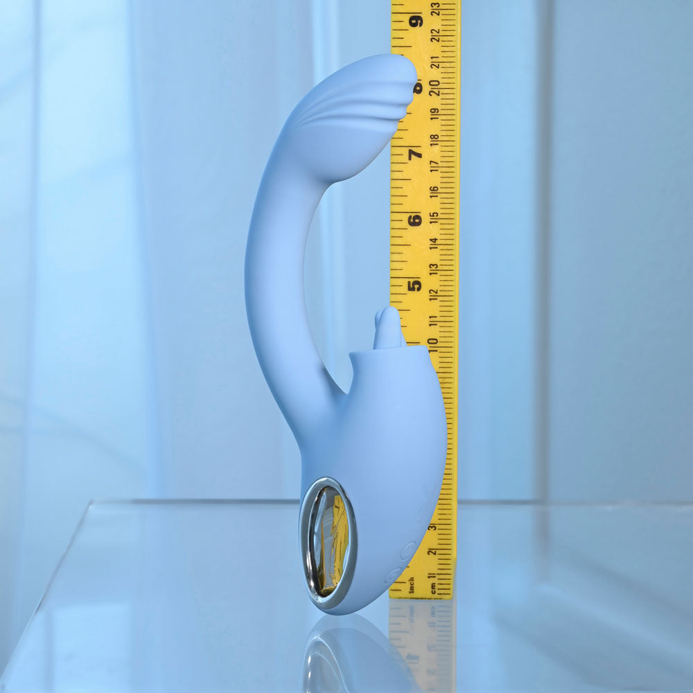 Playboy Pleasure SAPPHIRE SKY -  21.6 cm USB Rechargeable Vibrator with Double Tongue Stimulator