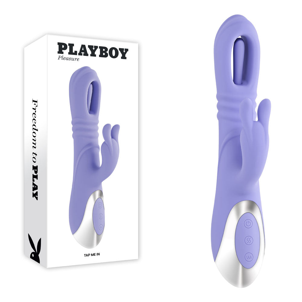 Playboy Pleasure TAP ME IN -  24.2 cm USB Rechargeable Rabbit Vibrator with Tapping Shaft