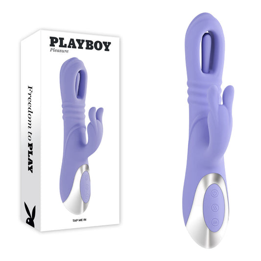 Playboy Pleasure TAP ME IN -  24.2 cm USB Rechargeable Rabbit Vibrator with Tapping Shaft