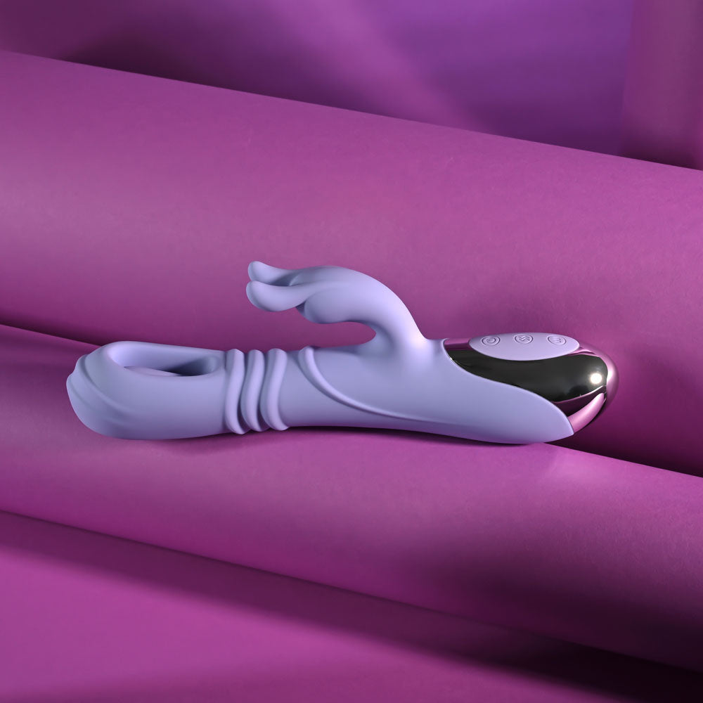 Playboy Pleasure TAP ME IN -  24.2 cm USB Rechargeable Rabbit Vibrator with Tapping Shaft