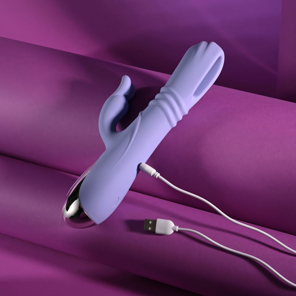 Playboy Pleasure TAP ME IN -  24.2 cm USB Rechargeable Rabbit Vibrator with Tapping Shaft