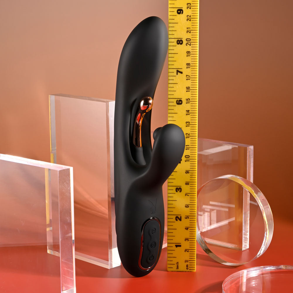 Playboy Pleasure AUREUS -  22.7 cm USB Rechargeable Rabbit Vibrator with Internal Flicker