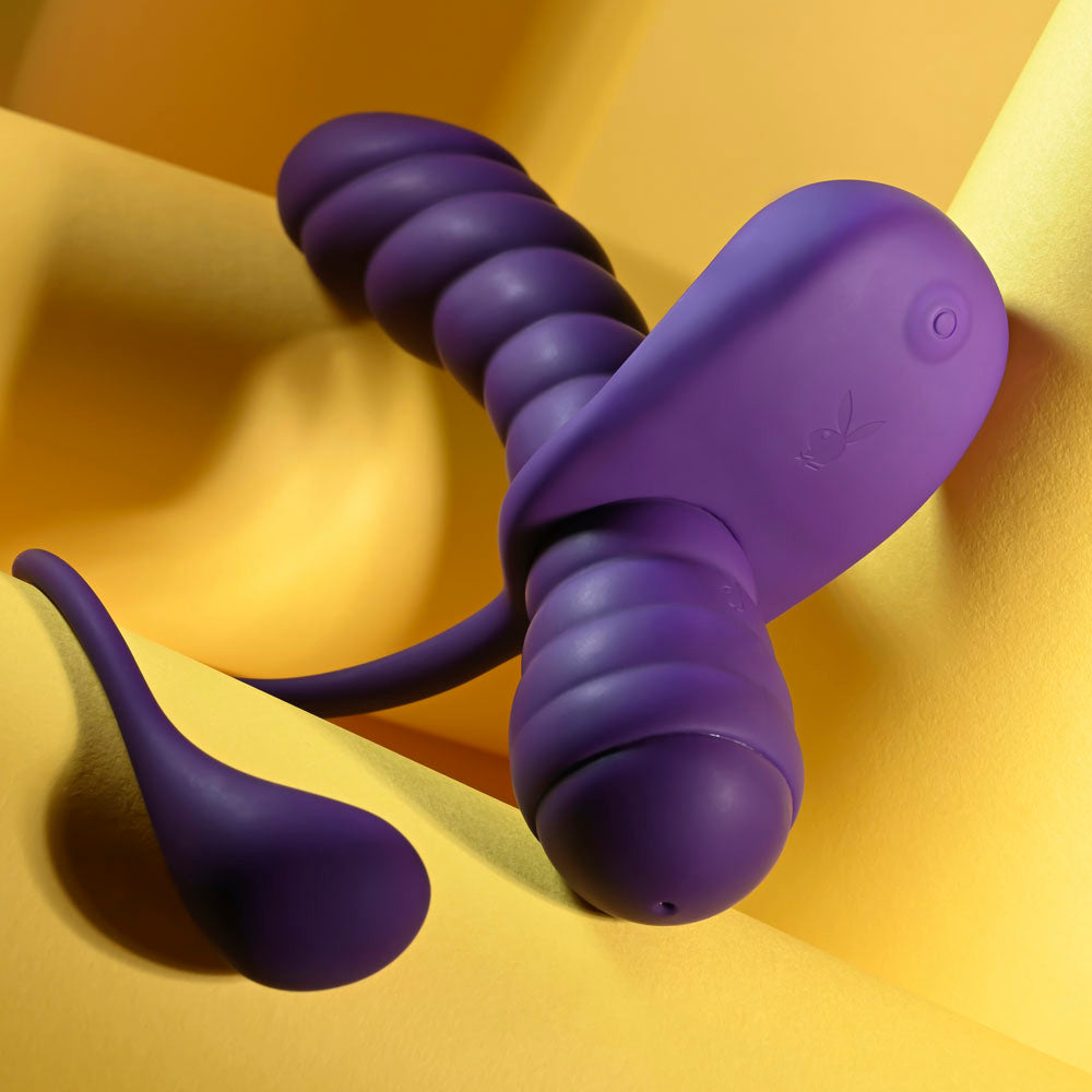 Playboy Pleasure TWISTED PLAYGROUND -  USB Rechargeable Vibrator and Cock Ring Kit