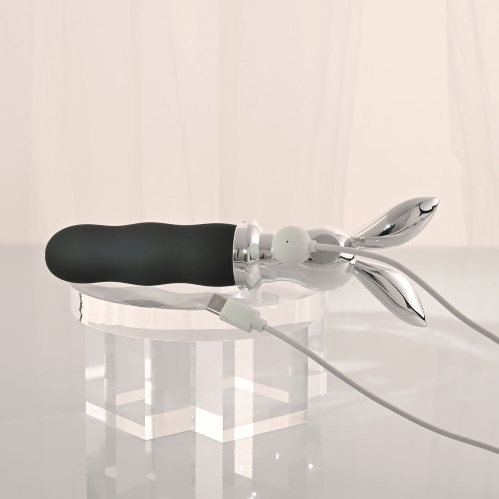 Playboy Pleasure BUNNY ON THE GO - /Chrome 18.6 cm USB-C Rechargeable Vibrator