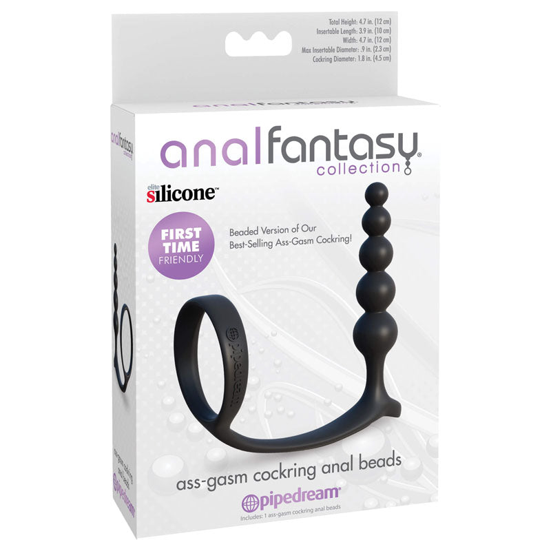Anal Fantasy Collection Ass-Gasm Cockring Anal Beads -  Cock Ring with Anal Plug