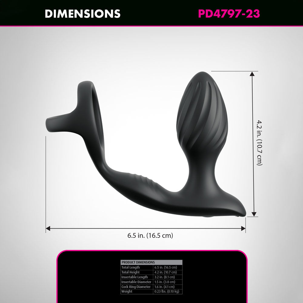 Anal Fantasy Elite Ass-Gasm Gyro-Milk Pro -  USB Rechargeable Gyrating Butt Plug with Cock Ring