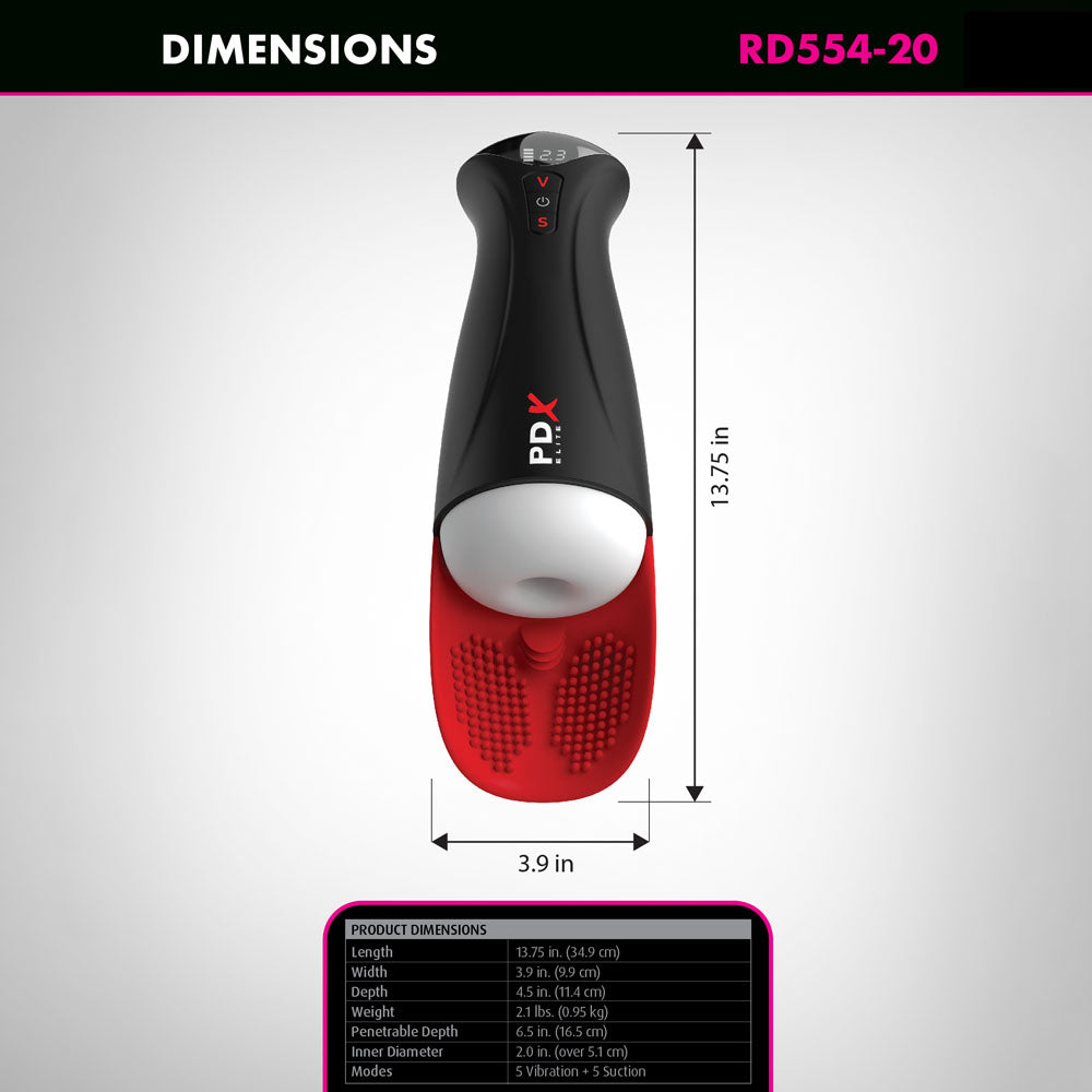 PDX Elite Fap-O-Matic Pro XL - /Red -  USB Rechargeable Auto Stroker