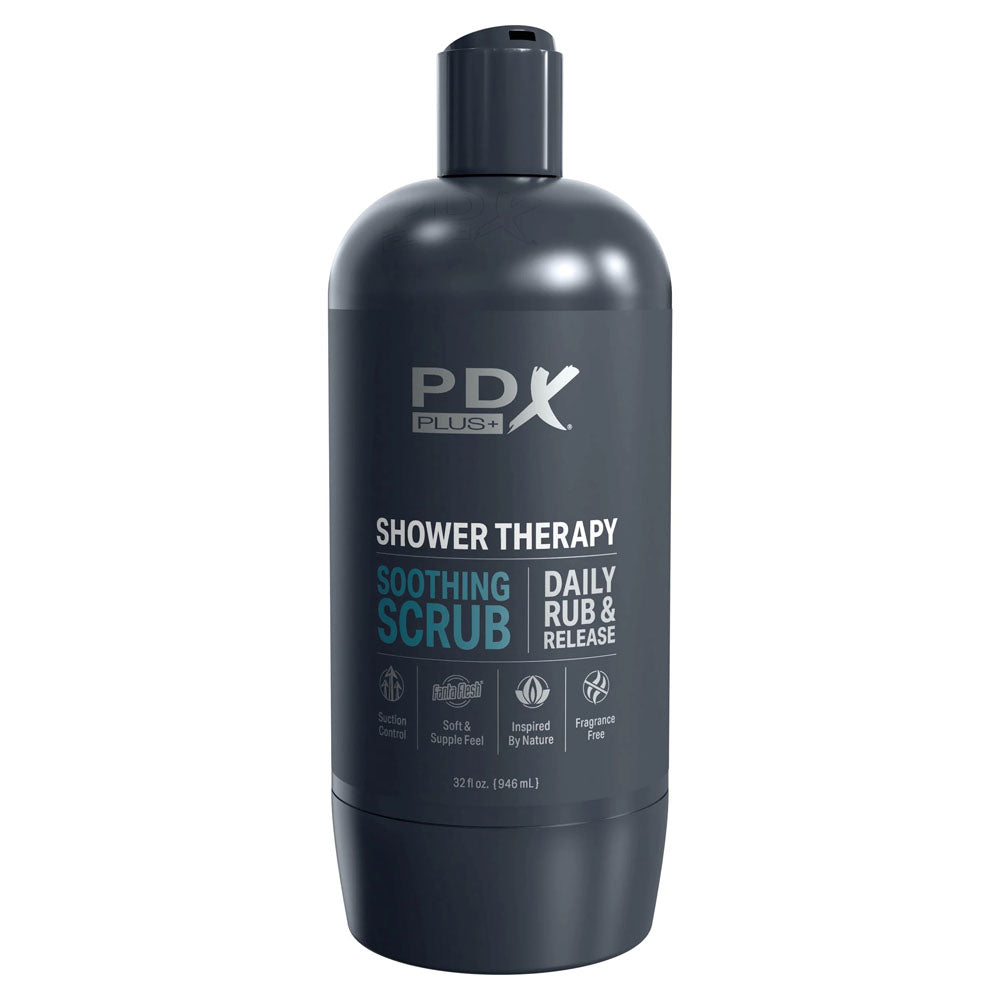 PDX Plus Shower Therapy - Soothing Scrub -  -  Discreet Vagina Stroker with Suction Base