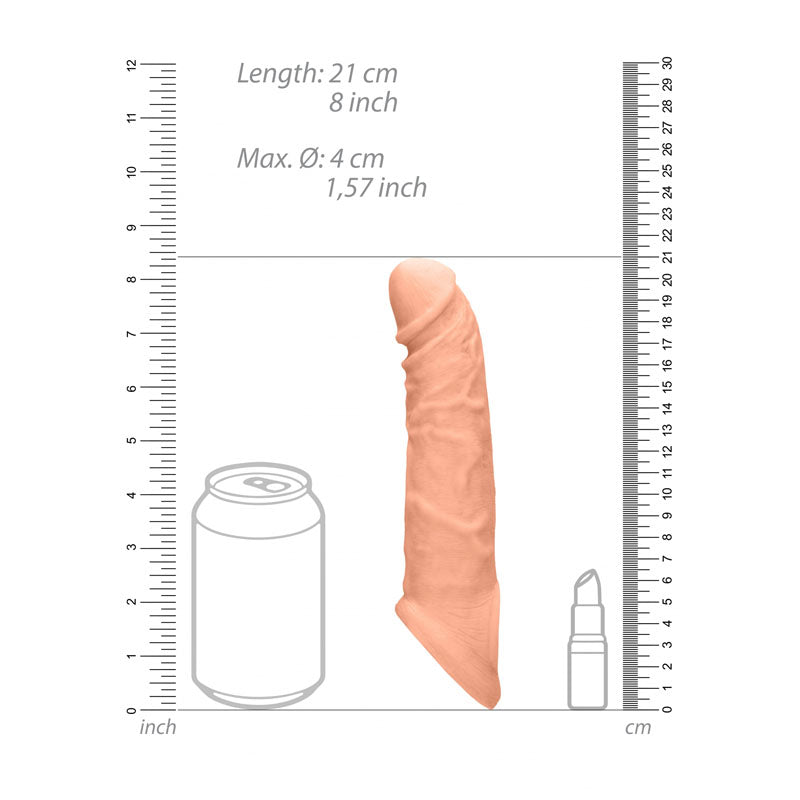 REALROCK 8'' Realistic Penis Extender with Rings -  20.3 cm Penis Extension Sleeve