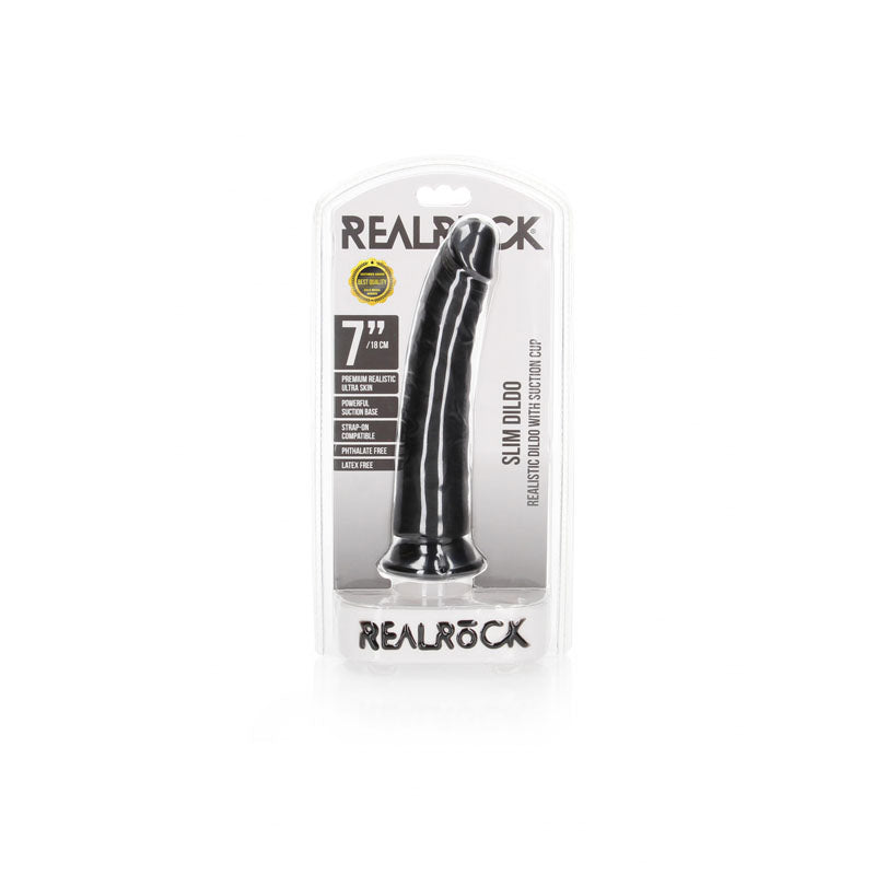 REALROCK Realistic Slim Dildo with Suction Cup - 18cm -  18 cm (7'') Dong