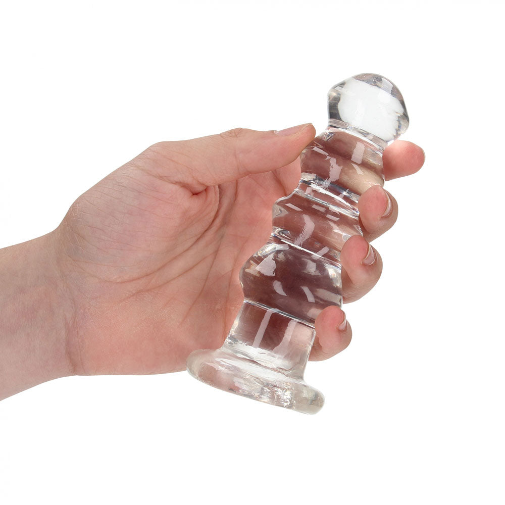 REALROCK 14 cm Curvy Anal Plug - Transparent -  14 cm (4.5'') Butt Plug