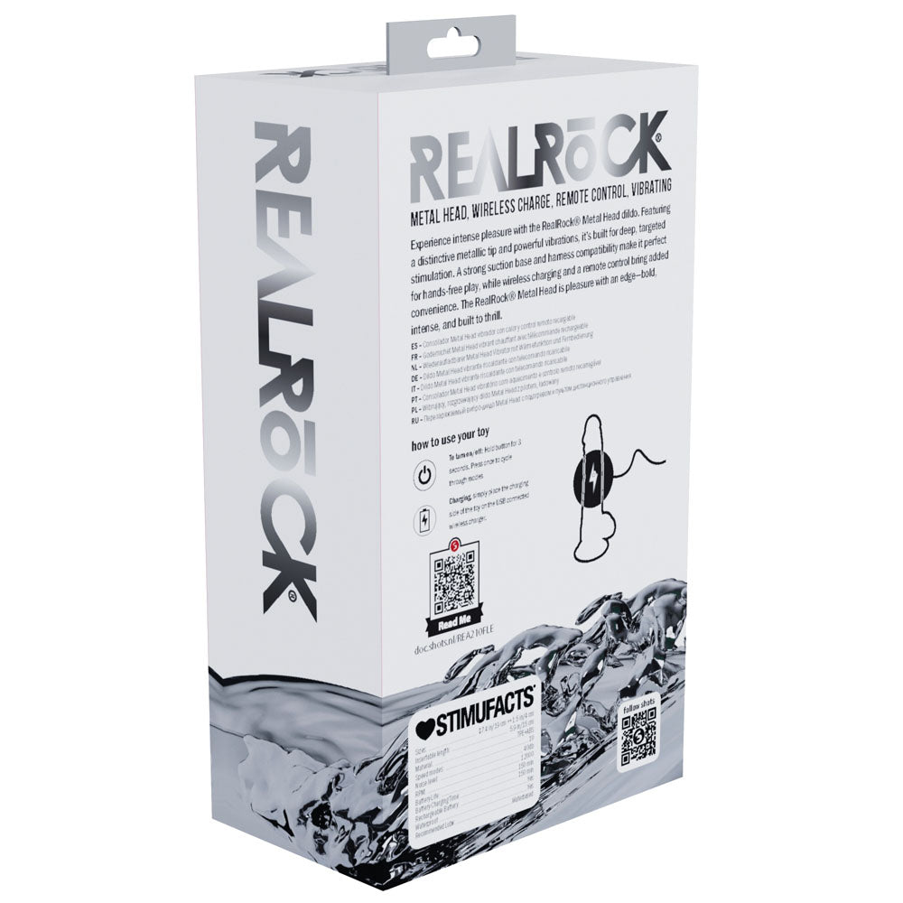 REALROCK Metal Head 7'' Rechargeable Dildo -  -  19 cm USB Rechargeable Vibrating Dildo with Metal Head and Wireless Remote