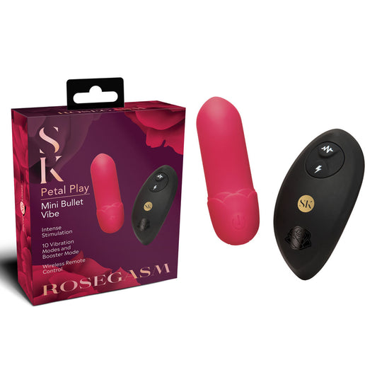 Secret Kisses ROSEGASM Petal Play Mini Bullet Vibe -  7.5 cm USB Rechargeable Bullet with Wireless Remote