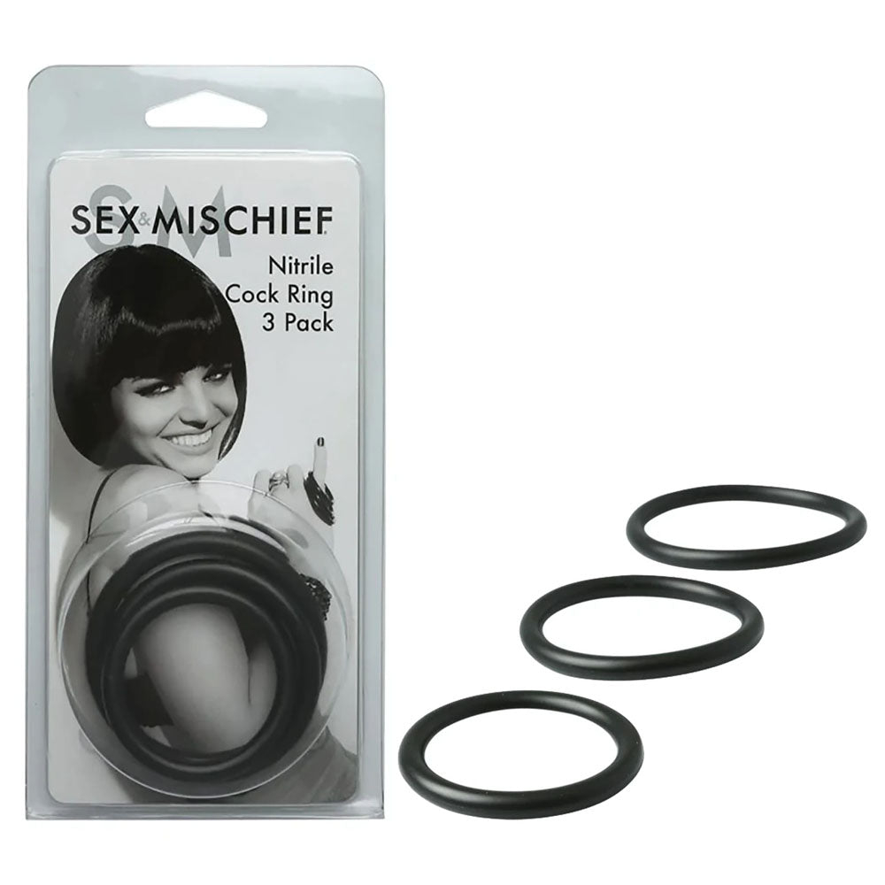 Sex & Mischief Nitrile Cock Ring 3 Pack -  Cock Rings - Set of 3 Sizes