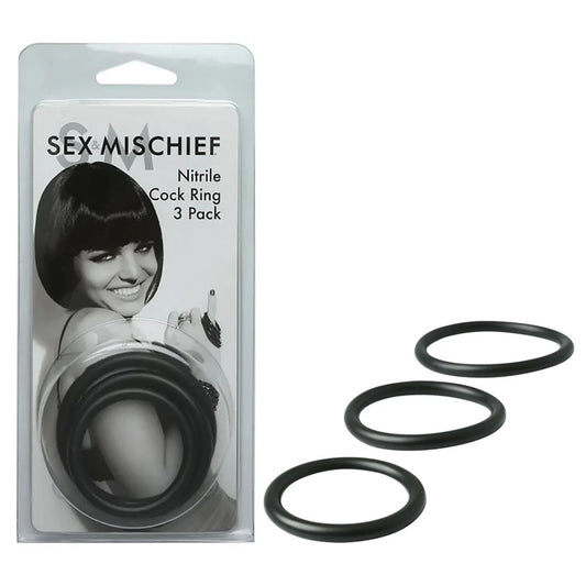 Sex & Mischief Nitrile Cock Ring 3 Pack -  Cock Rings - Set of 3 Sizes