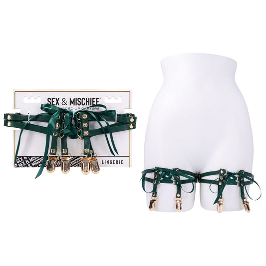 Sex & Mischief Indica Laced Up Garters - /Gold Garters - Set of 2