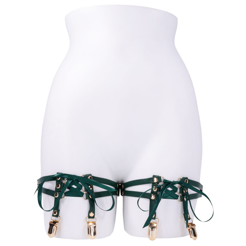 Sex & Mischief Indica Laced Up Garters - /Gold Garters - Set of 2