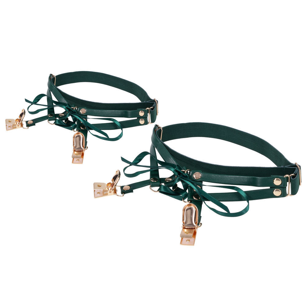 Sex & Mischief Indica Laced Up Garters - /Gold Garters - Set of 2